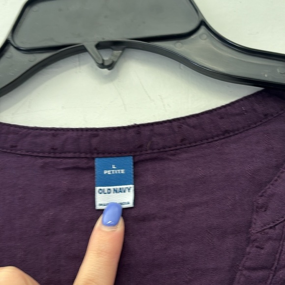 Old Navy Deep Purple Swiss Dot Blouse Size Large Petite - Picture 2 of 5